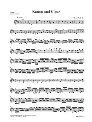 Pachelbel - Canon and Gigue - String Ensemble- Violin 1 Part