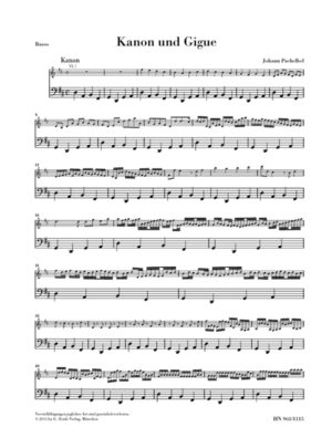 Pachelbel - Canon and Gigue - String Ensemble- Basso Part