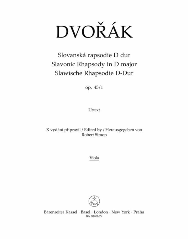 Slavonic Rhapsody No.1 in D major Op.45 (Viola)