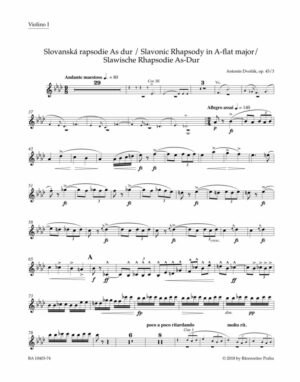 Slavonic Rhapsody No.3 In A-Flat Op.45 (Violin I)