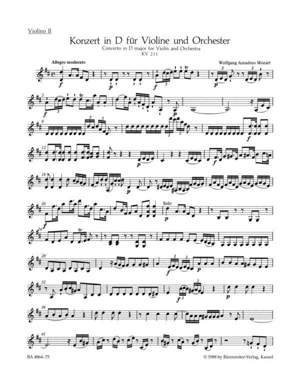 Violin Concerto No.2 in D major K.211