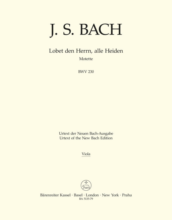 Motet No.6 Lobet Den Herrn, Alle Heiden BWV 230 (Viola part)