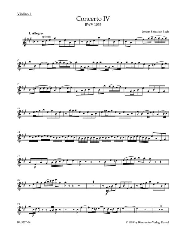 Concerto for Keyboard No.4 in A major BWV 1055