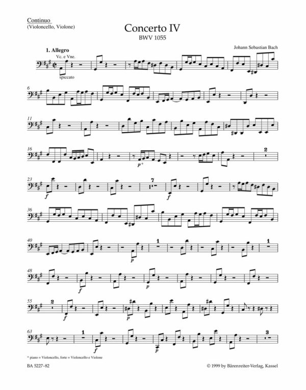 Concerto for Keyboard No.4 in A major BWV 1055