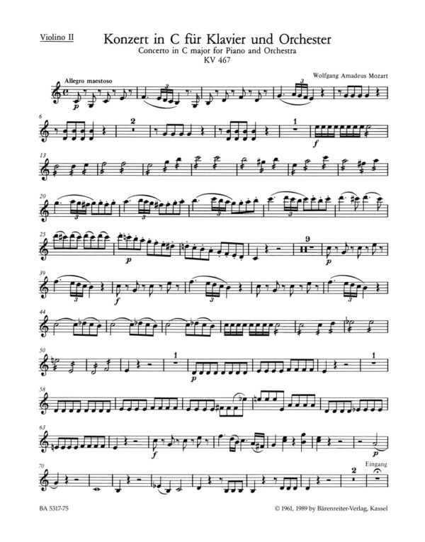 Piano Concerto No. 21 in C Major KV 467