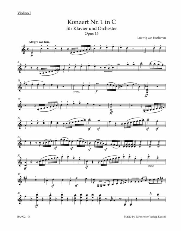 Concerto No.1 In C Major Op.15 For Piano