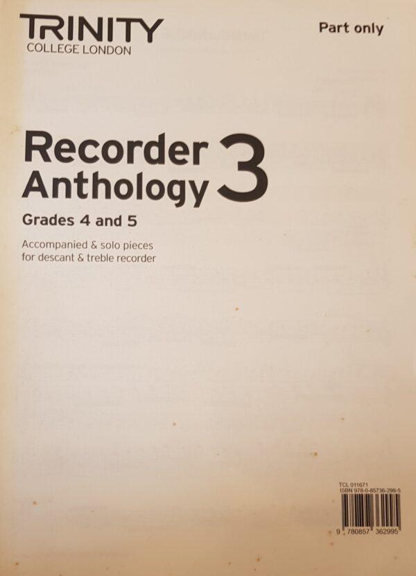 Recorder Anthology 3 Grade 4 - 5 Part Only