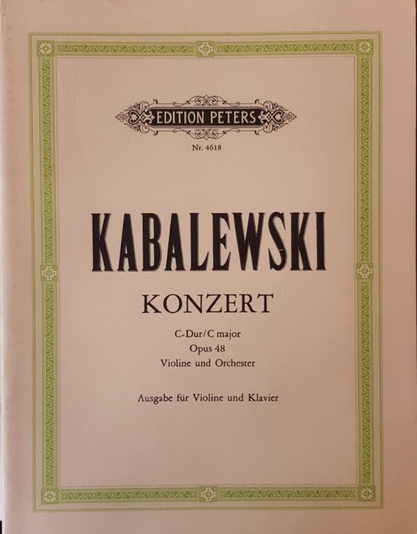 Concerto in C Major Op 48 for Violin Kabalevsky Edition Peters