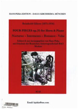 Four Pieces op. 35 for Horn & Piano (Reinhold Gliere)