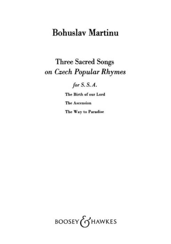 Three Sacred Songs on Czech Popular Rhymes - SSA and violin